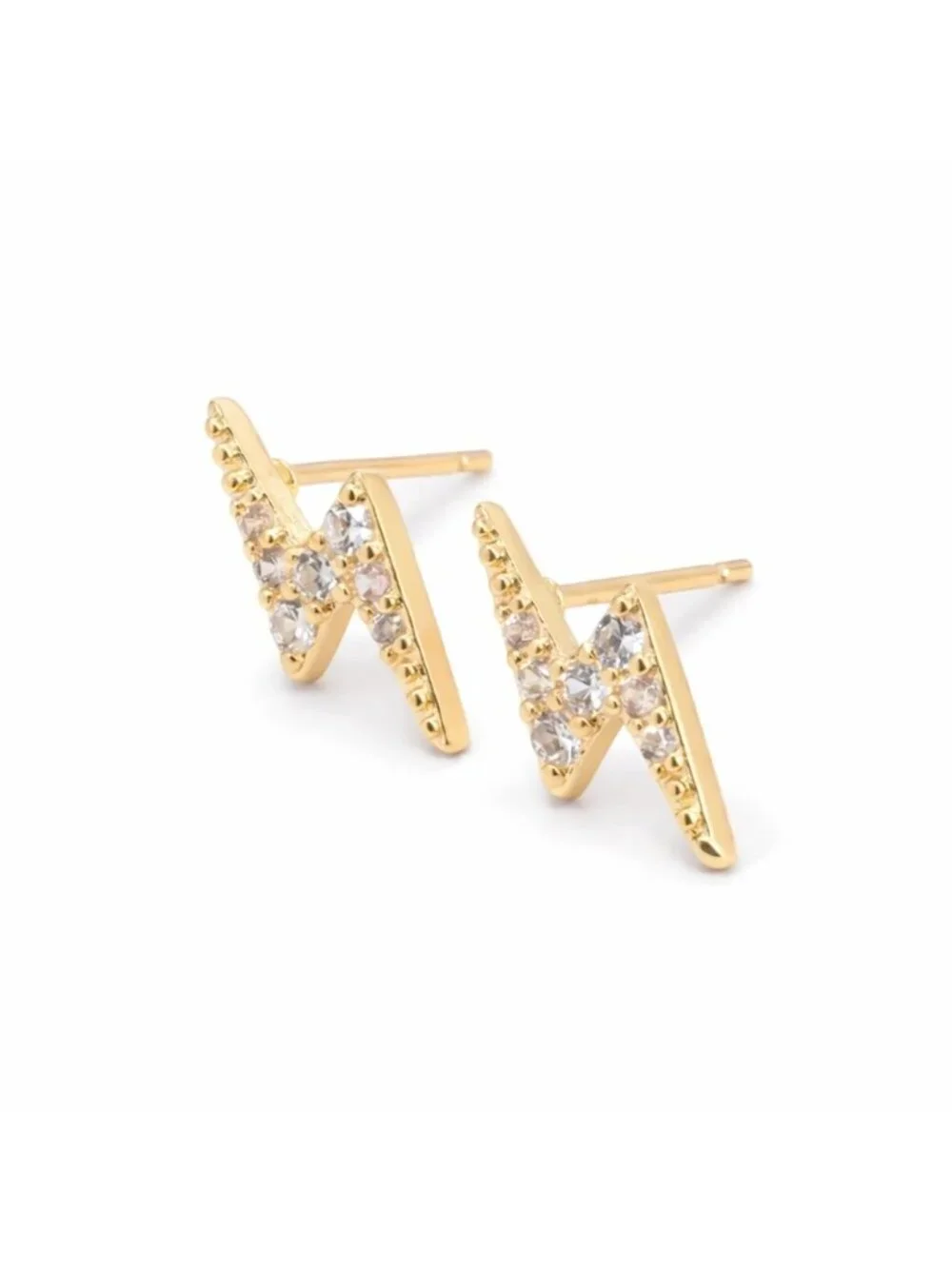New! Gold Lightening Bolt Post Earrings (1068) NWOT